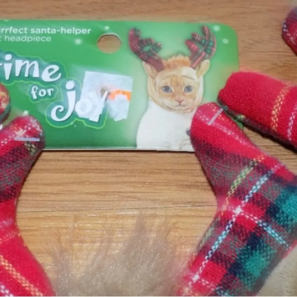 One Size Time For Joy Purfect Santa Helper Holiday Cat Reindeer Antler Headpiece